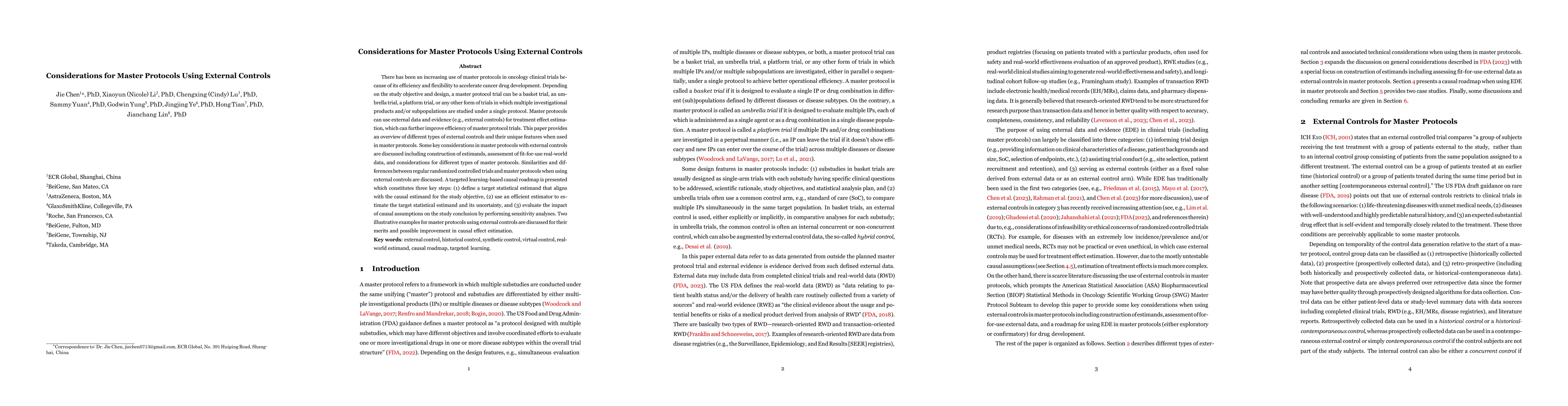 Thumbnail for Considerations for Master Protocols Using External Controls