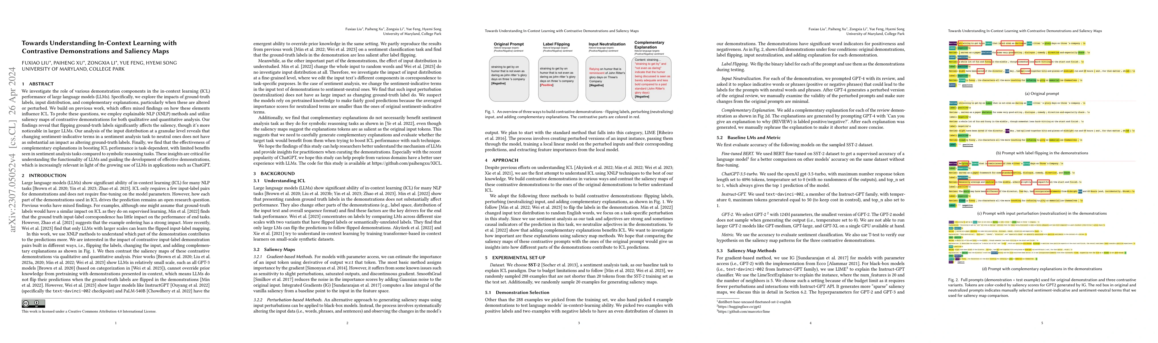 Thumbnail for Towards Understanding In-Context Learning with Contrastive
  Demonstrations and Saliency Maps