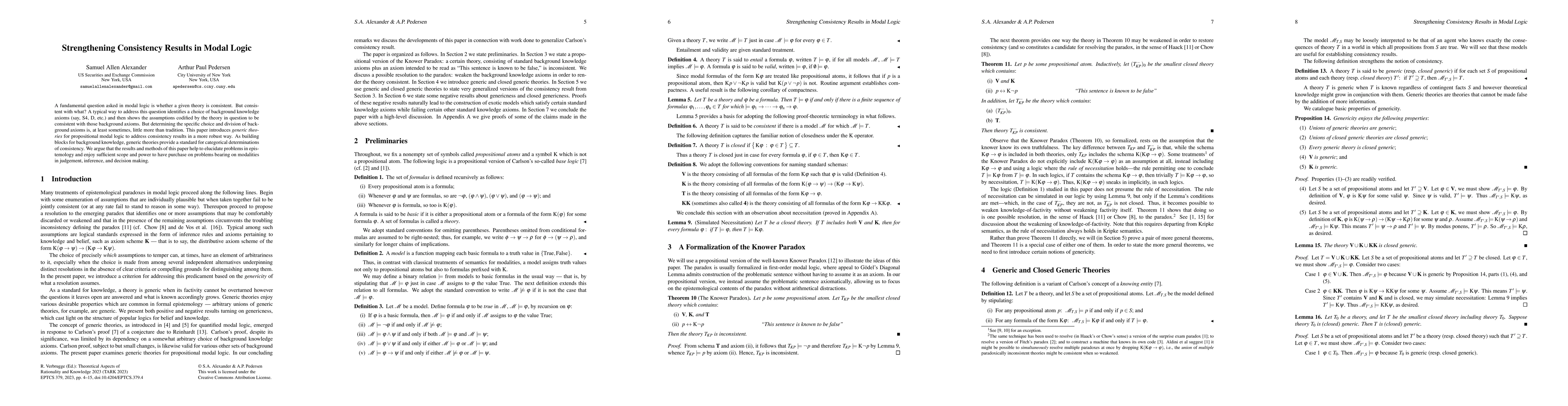 Thumbnail for Strengthening Consistency Results in Modal Logic
