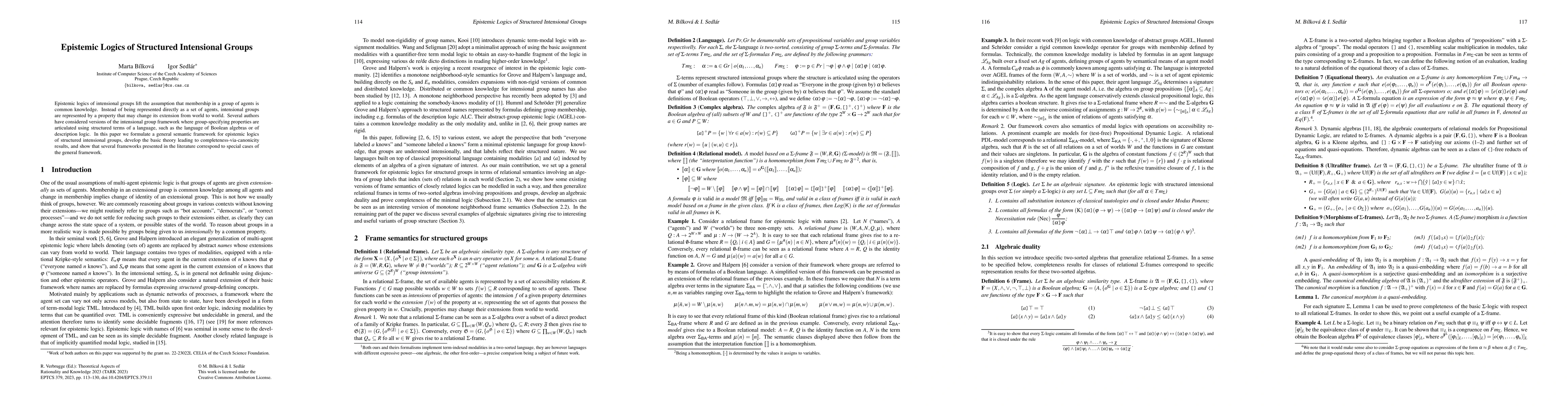 Thumbnail for Epistemic Logics of Structured Intensional Groups