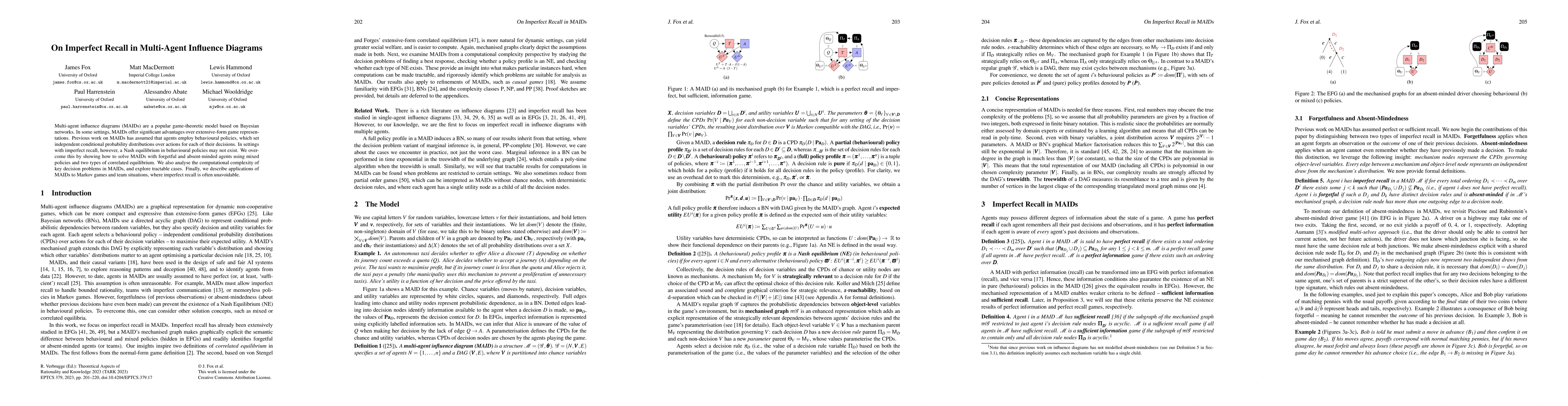 Thumbnail for On Imperfect Recall in Multi-Agent Influence Diagrams