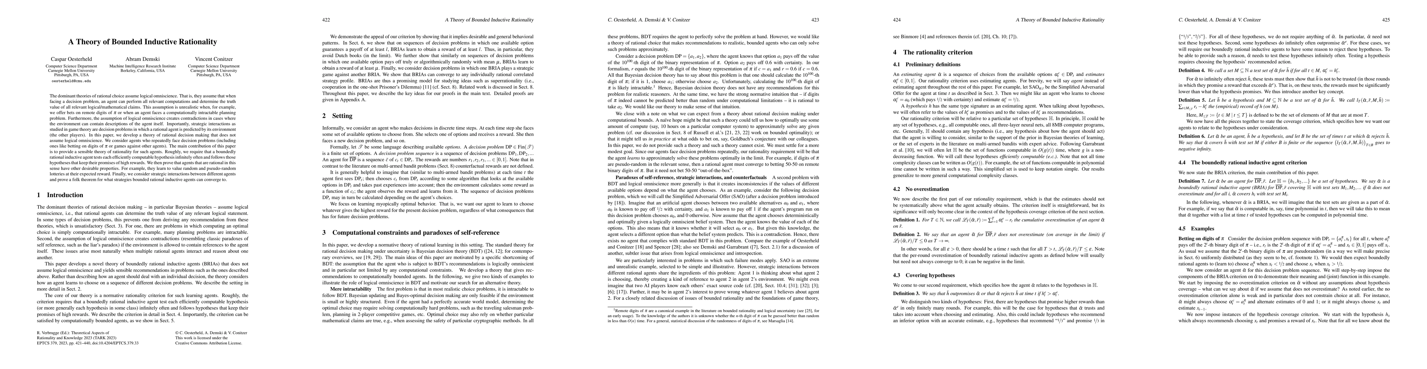Thumbnail for A Theory of Bounded Inductive Rationality