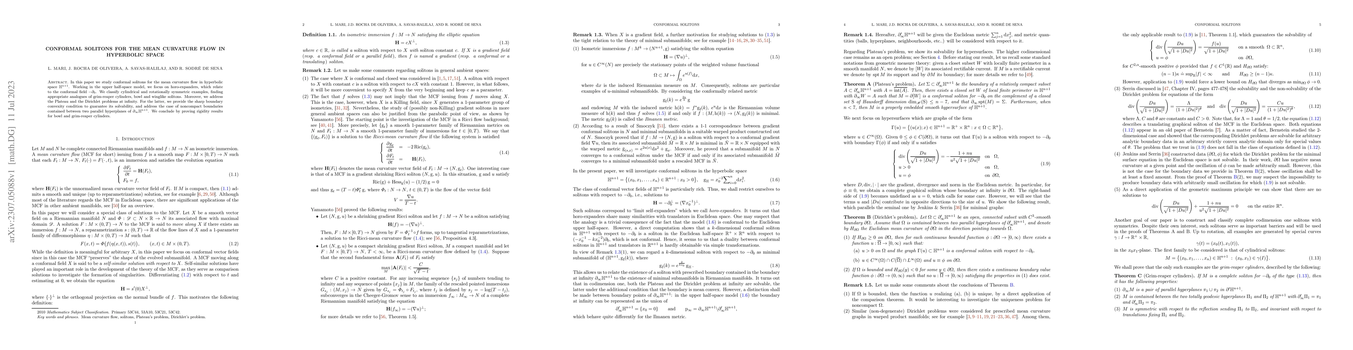 Thumbnail for Conformal solitons for the mean curvature flow in hyperbolic space