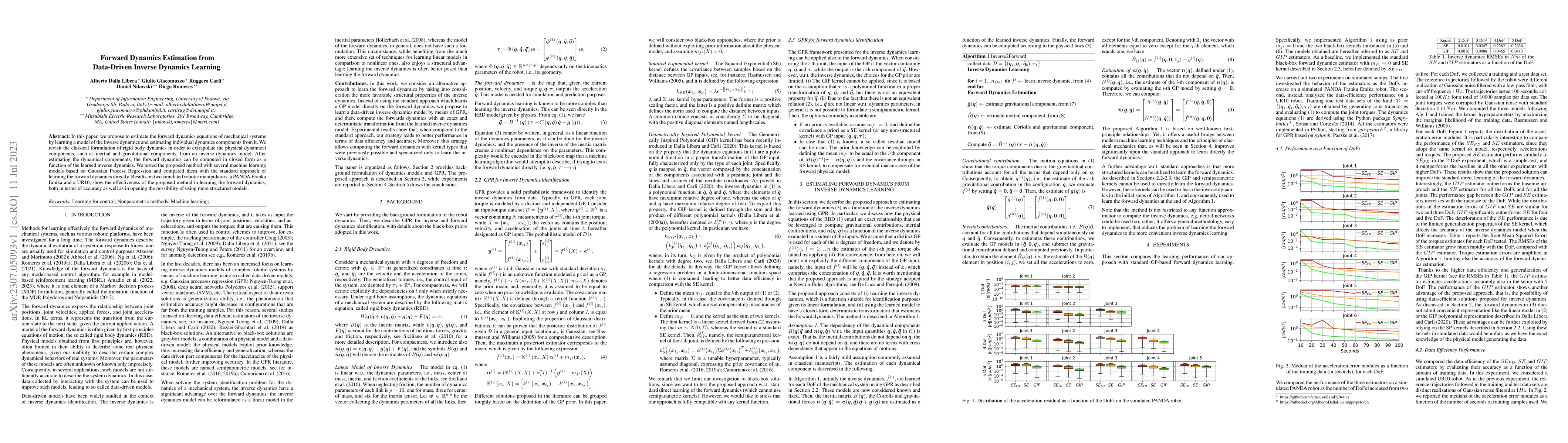 Thumbnail for Forward Dynamics Estimation from Data-Driven Inverse Dynamics Learning