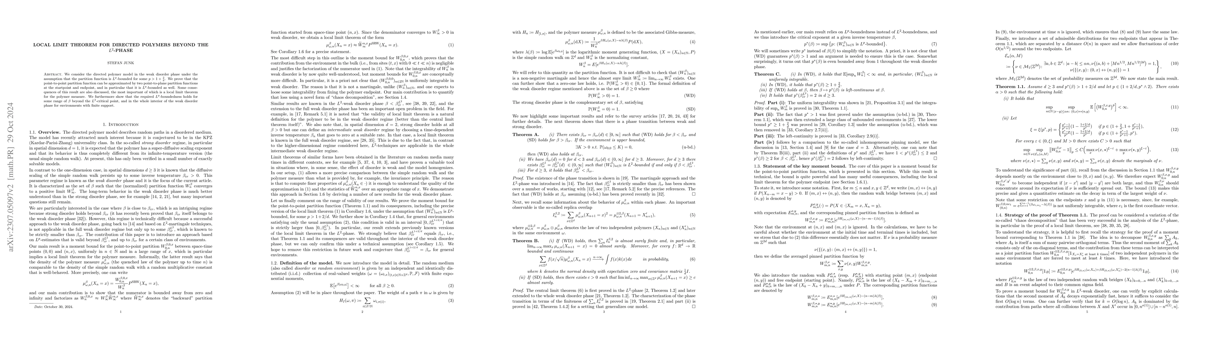 Thumbnail for Local limit theorem for directed polymers beyond the $L^2$-phase