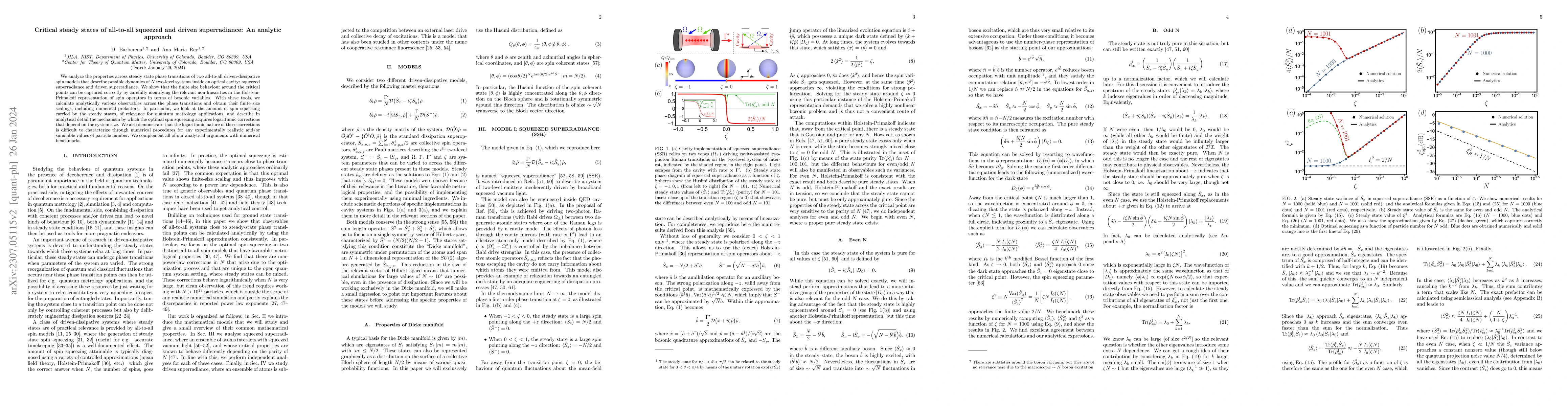 Thumbnail for Critical steady states of all-to-all squeezed and driven superradiance:
  An analytic approach