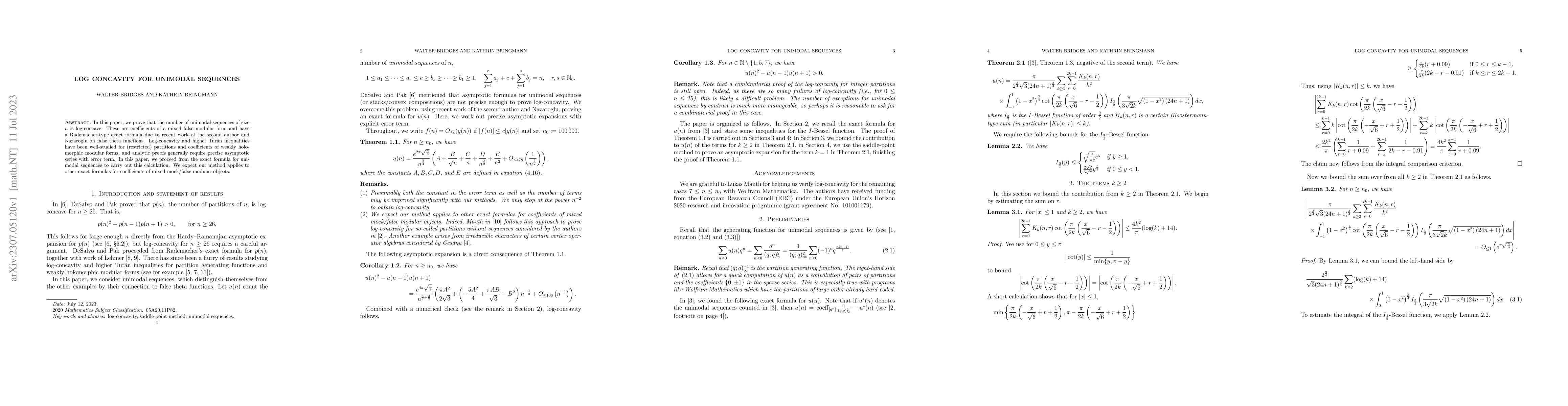 Thumbnail for Log-concavity for unimodal sequences