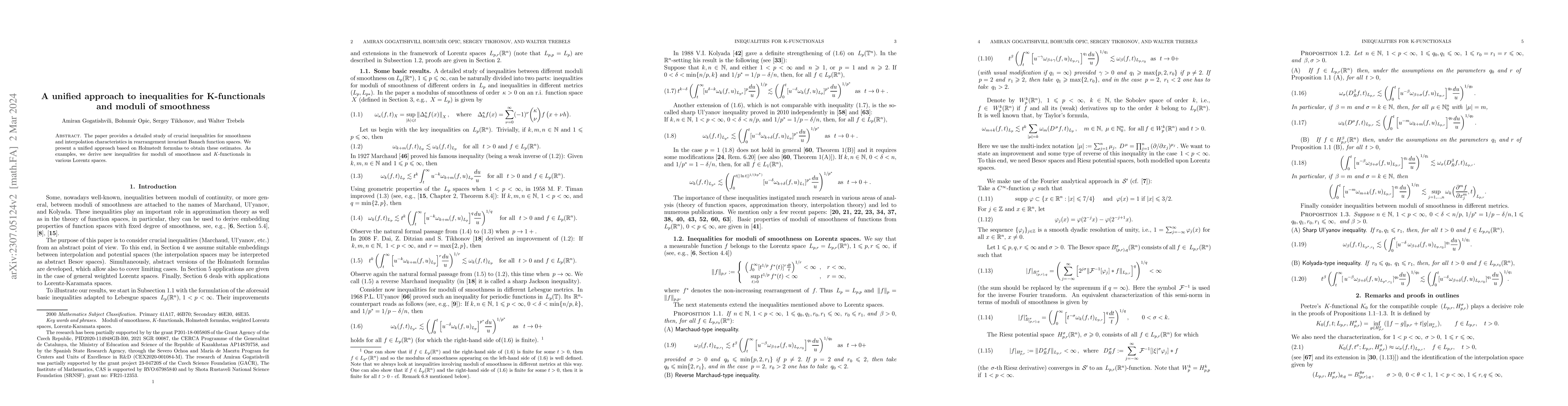 Thumbnail for A unified approach to inequalities for K-functionals and moduli of
  smoothness