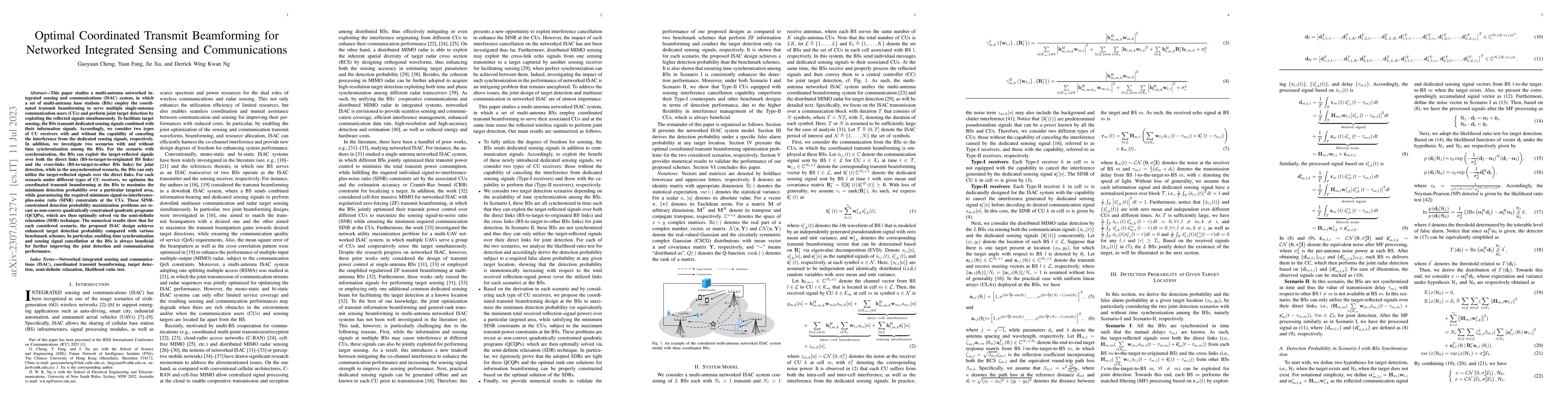 Thumbnail for Optimal Coordinated Transmit Beamforming for Networked Integrated
  Sensing and Communications