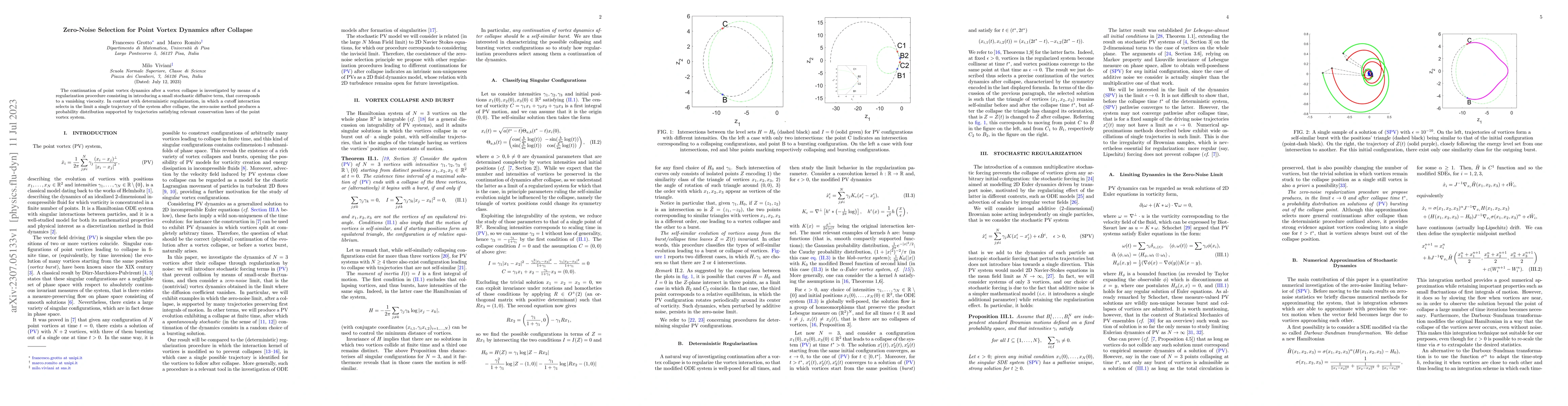Thumbnail for Zero-Noise Selection for Point Vortex Dynamics after Collapse