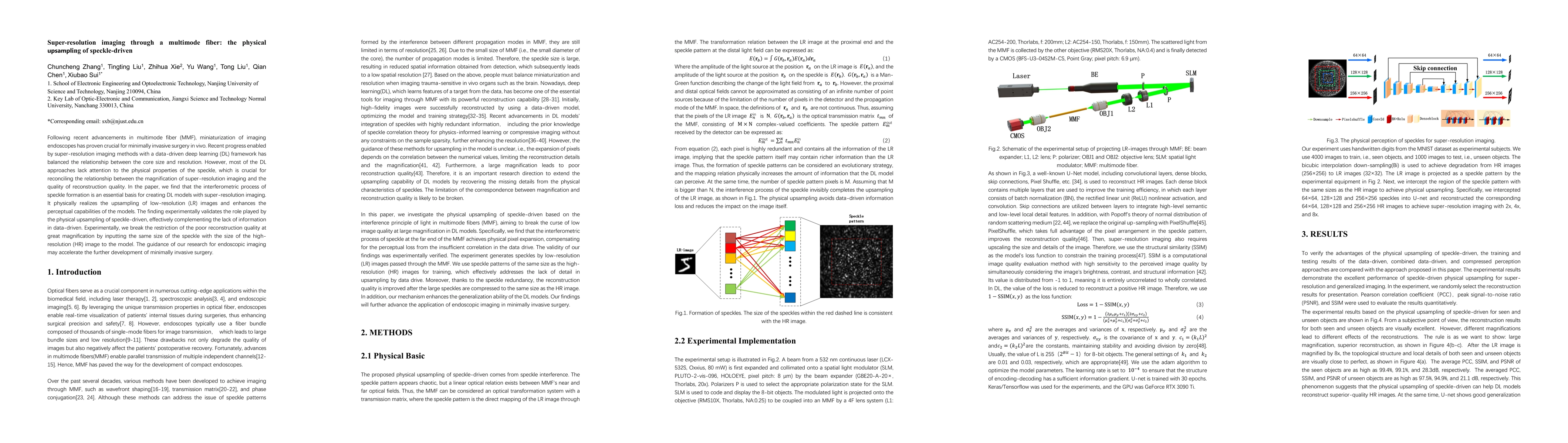 Thumbnail for Super-resolution imaging through a multimode fiber: the physical
  upsampling of speckle-driven