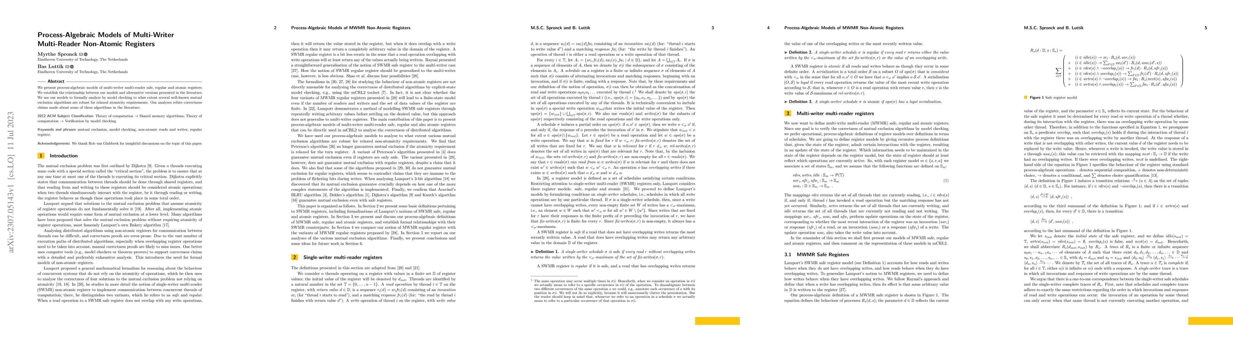 Thumbnail for Process-Algebraic Models of Multi-Writer Multi-Reader Non-Atomic
  Registers