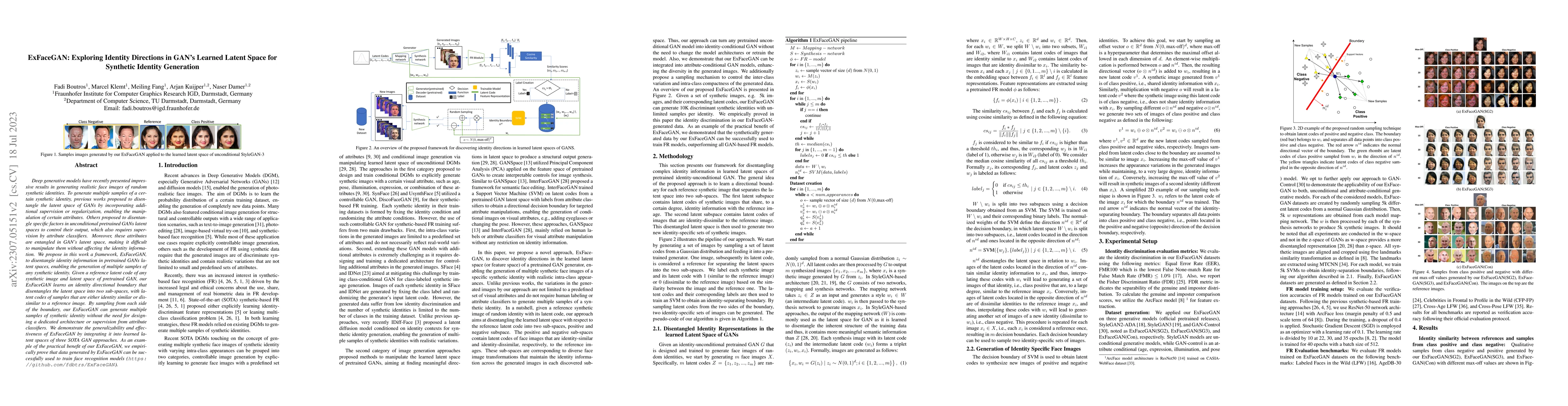 Thumbnail for ExFaceGAN: Exploring Identity Directions in GAN's Learned Latent Space
  for Synthetic Identity Generation