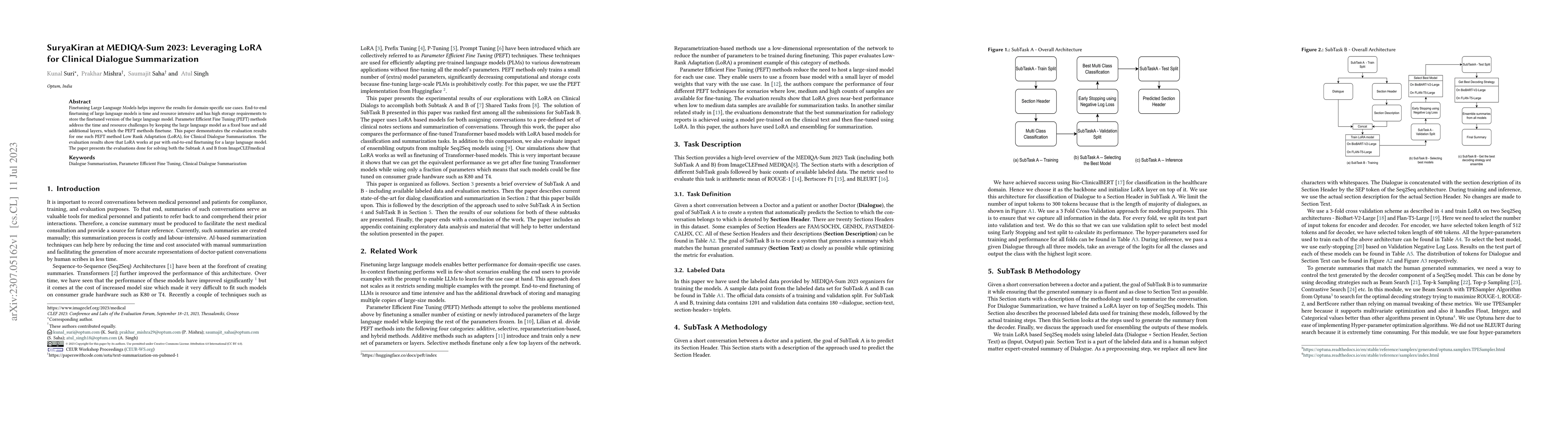 Thumbnail for SuryaKiran at MEDIQA-Sum 2023: Leveraging LoRA for Clinical Dialogue
  Summarization