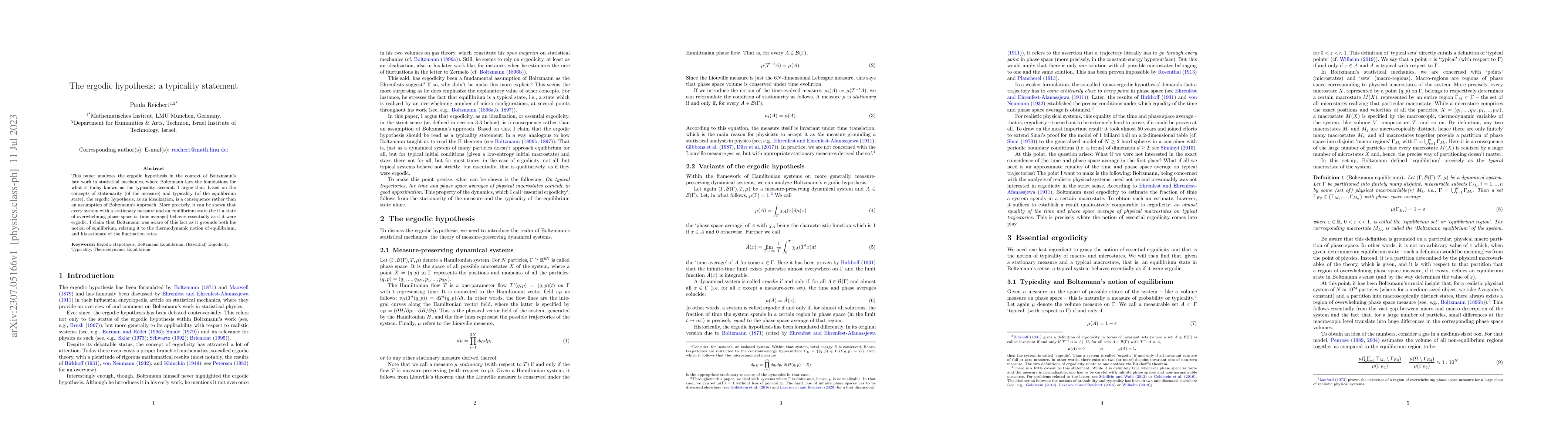 Thumbnail for The Ergodic Hypothesis: A Typicality Statement