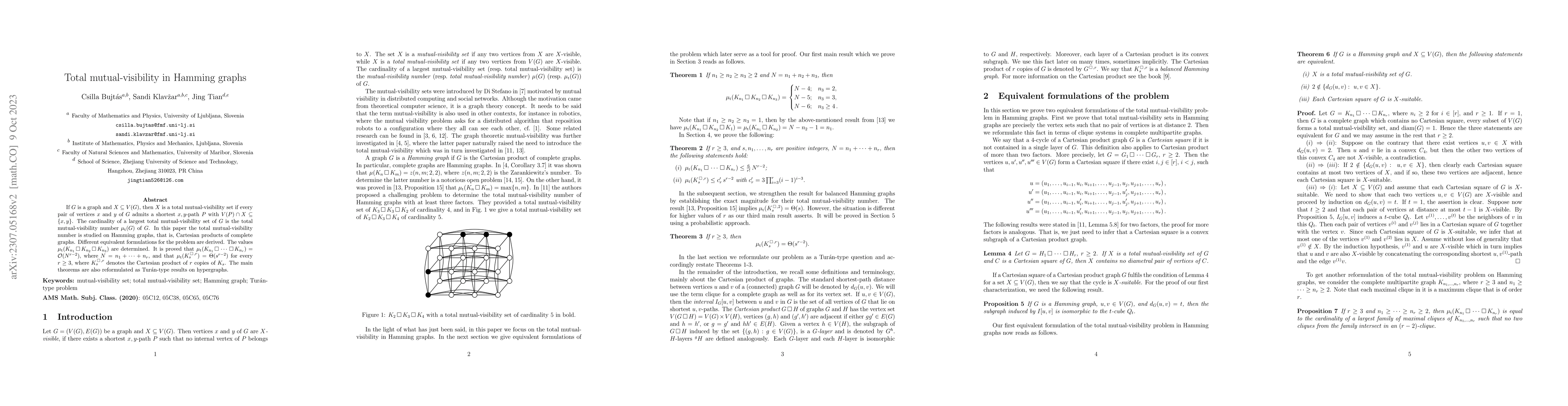 Thumbnail for Total mutual-visibility in Hamming graphs