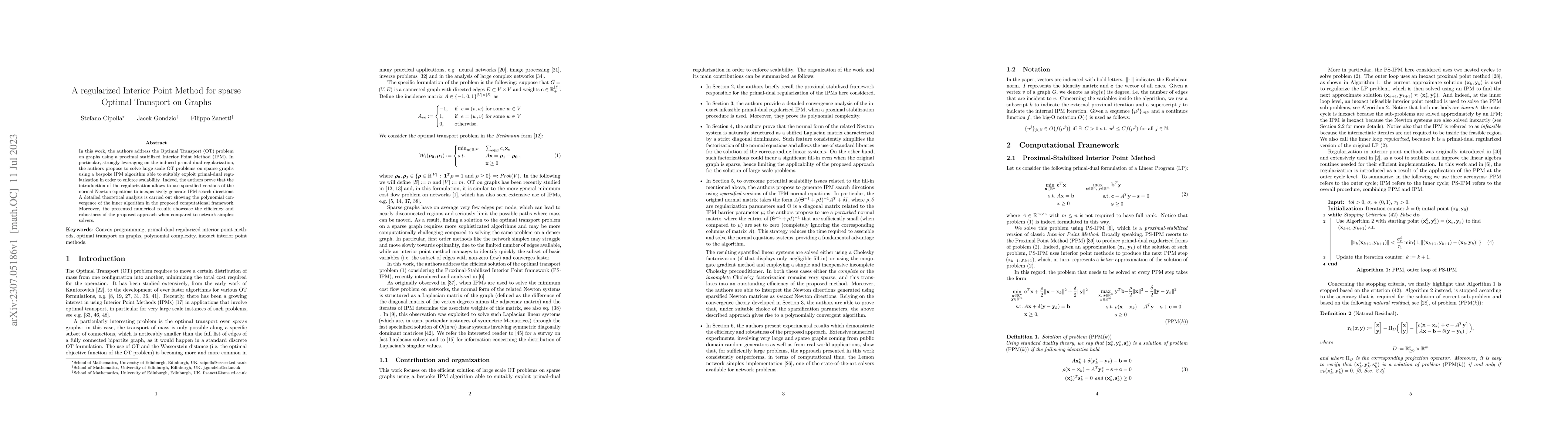 Thumbnail for A regularized Interior Point Method for sparse Optimal Transport on
  Graphs