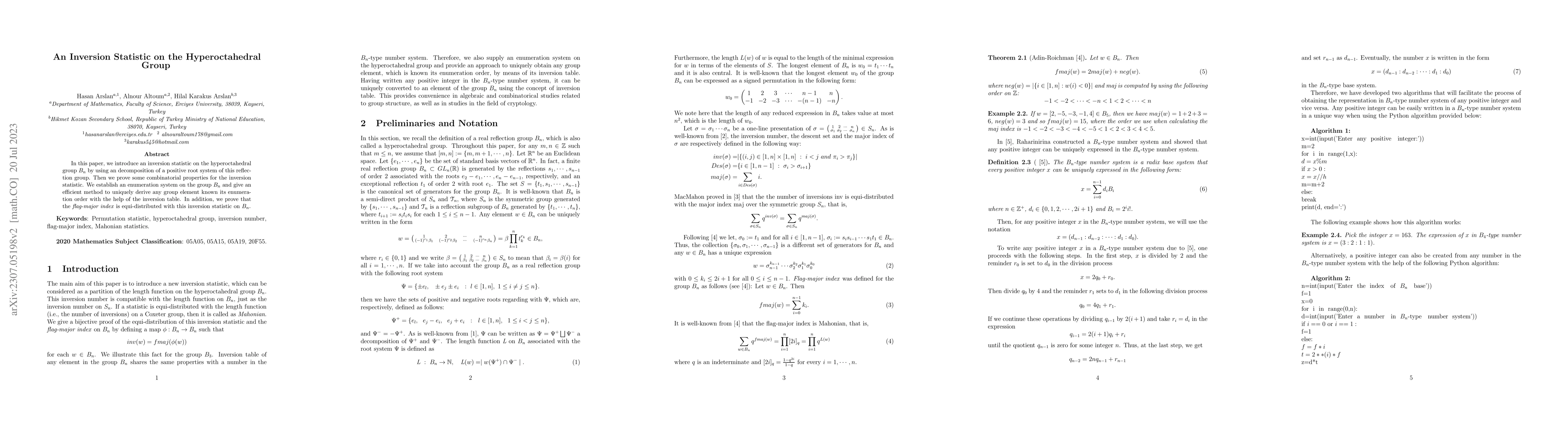 Thumbnail for An Inversion Statistic on the Hyperoctahedral Group