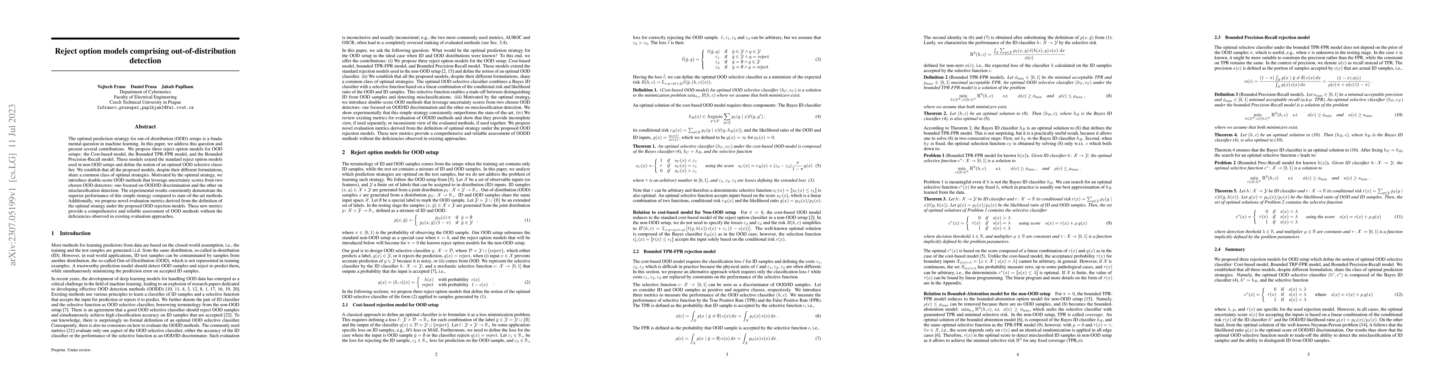 Thumbnail for Reject option models comprising out-of-distribution detection