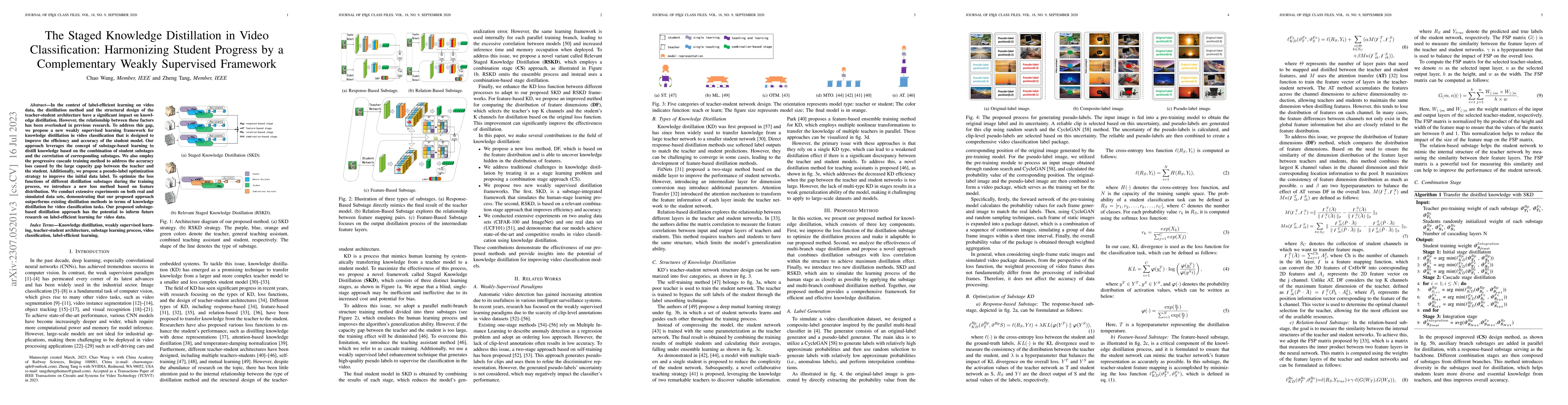 Thumbnail for The Staged Knowledge Distillation in Video Classification: Harmonizing
  Student Progress by a Complementary Weakly Supervised Framework