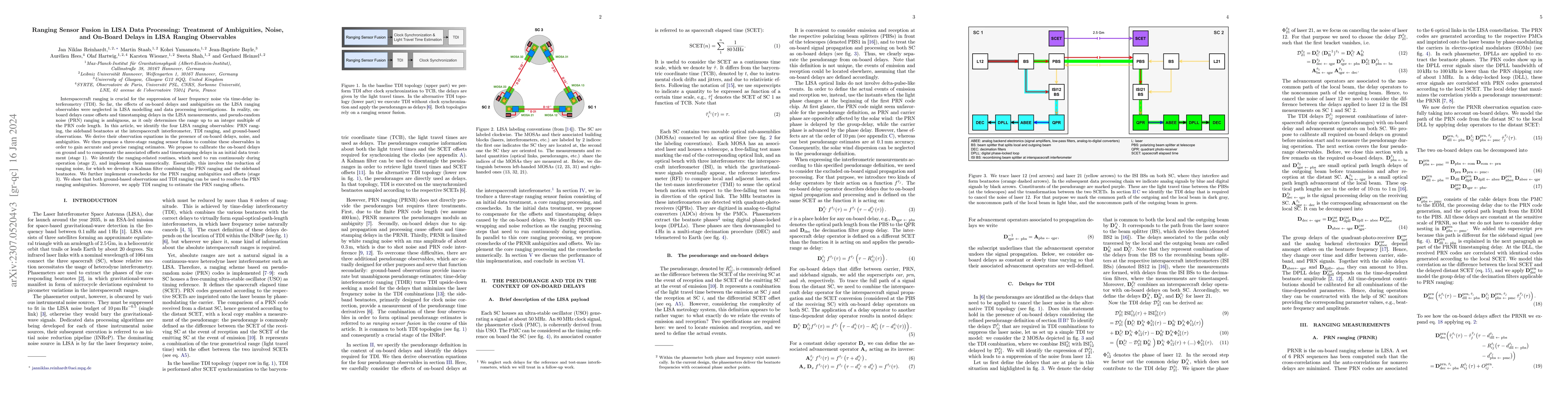 Thumbnail for Ranging Sensor Fusion in LISA Data Processing: Treatment of Ambiguities,
  Noise, and On-Board Delays in LISA Ranging Observables