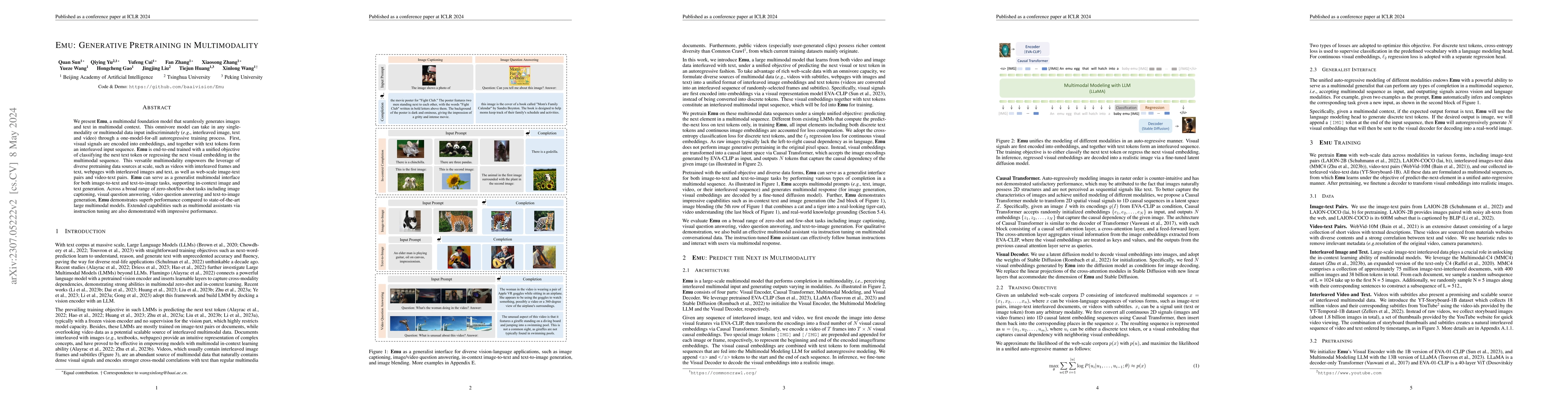 Thumbnail for Emu: Generative Pretraining in Multimodality
