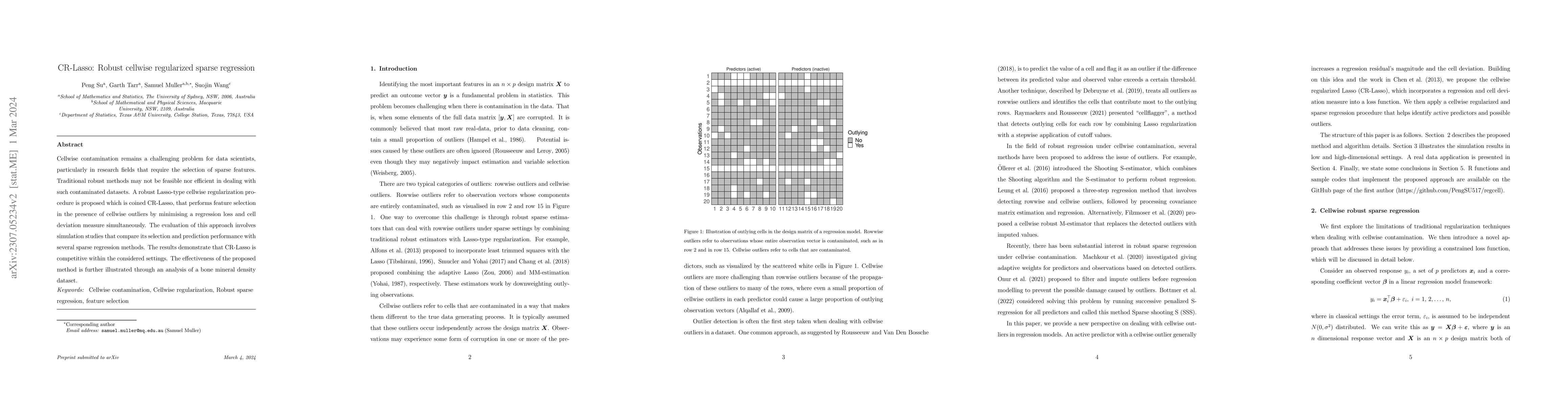 Thumbnail for CR-Lasso: Robust cellwise regularized sparse regression