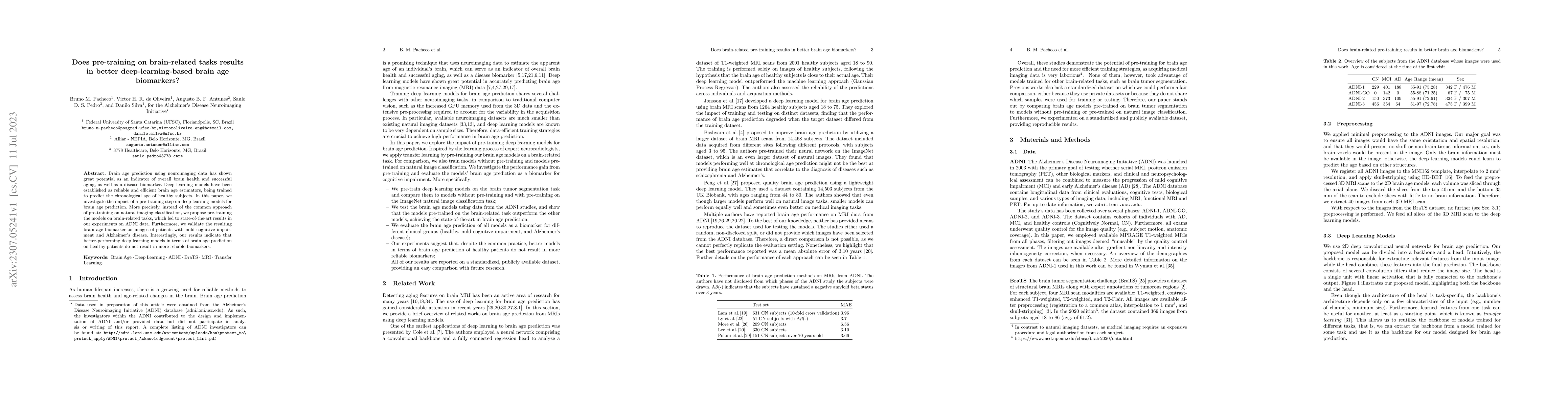 Thumbnail for Does pre-training on brain-related tasks results in better
  deep-learning-based brain age biomarkers?