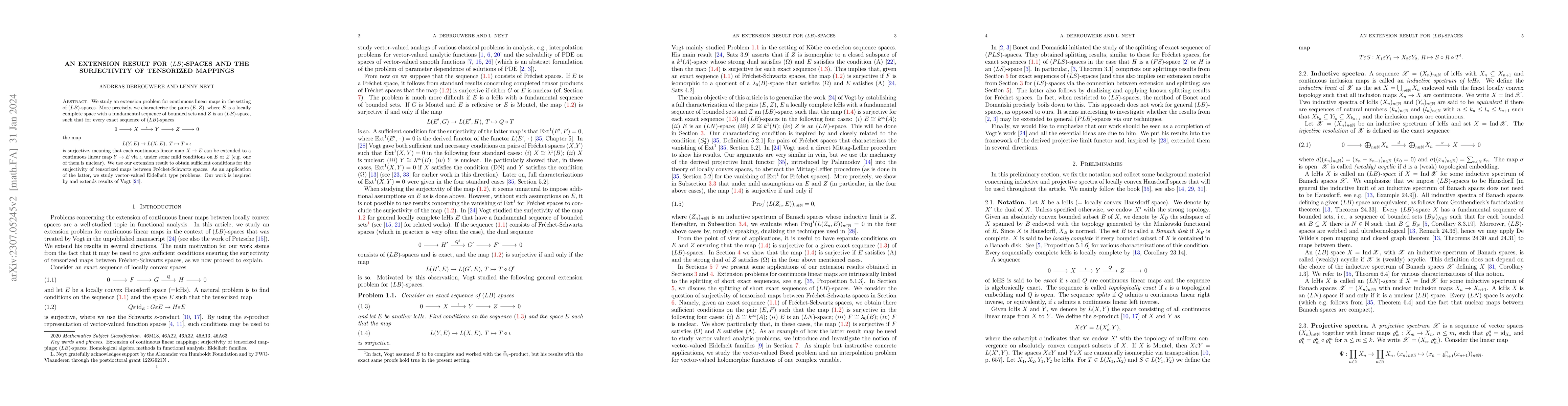 Thumbnail for An extension result for $(LB)$-spaces and the surjectivity of tensorized
  mappings
