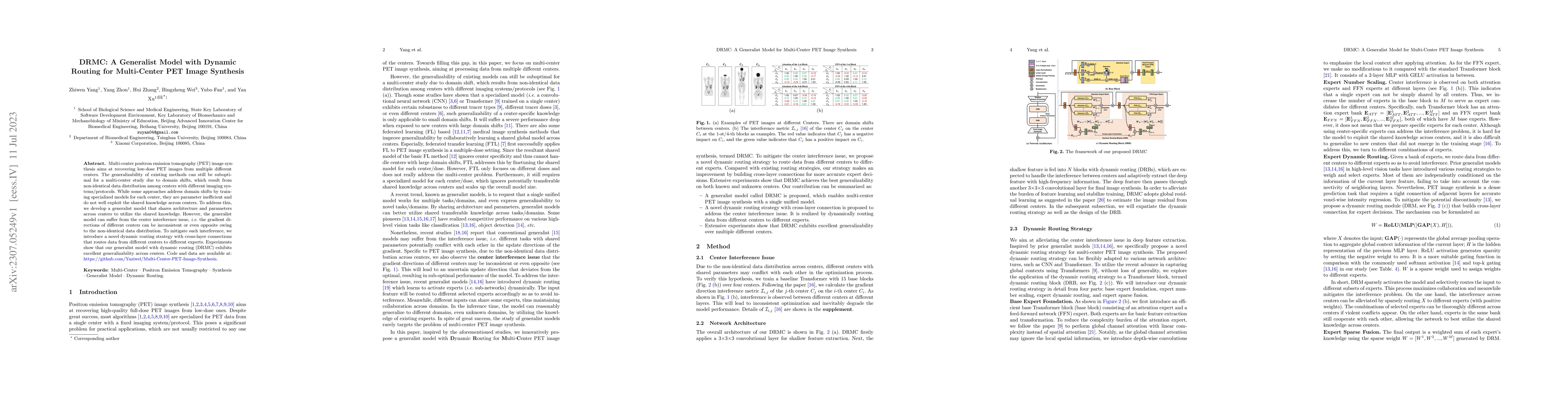 Thumbnail for DRMC: A Generalist Model with Dynamic Routing for Multi-Center PET Image
  Synthesis