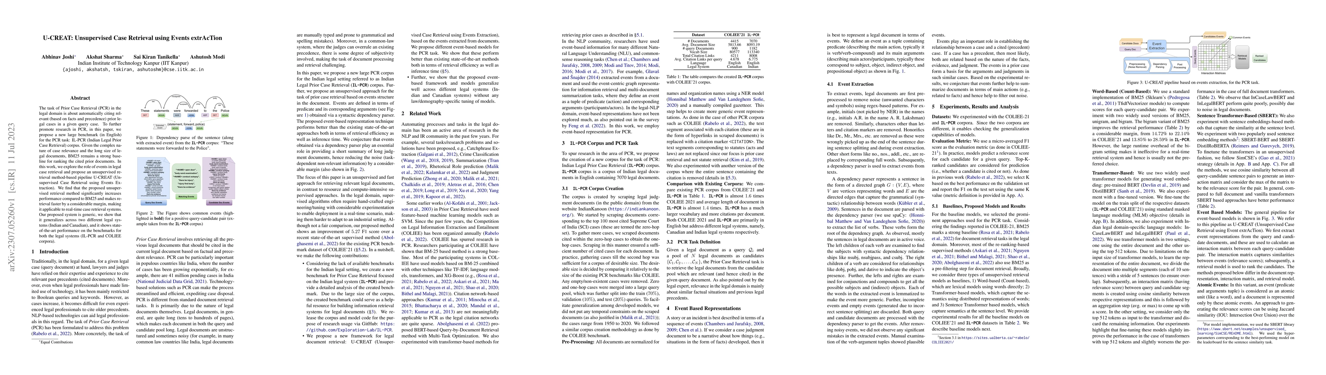 Thumbnail for U-CREAT: Unsupervised Case Retrieval using Events extrAcTion