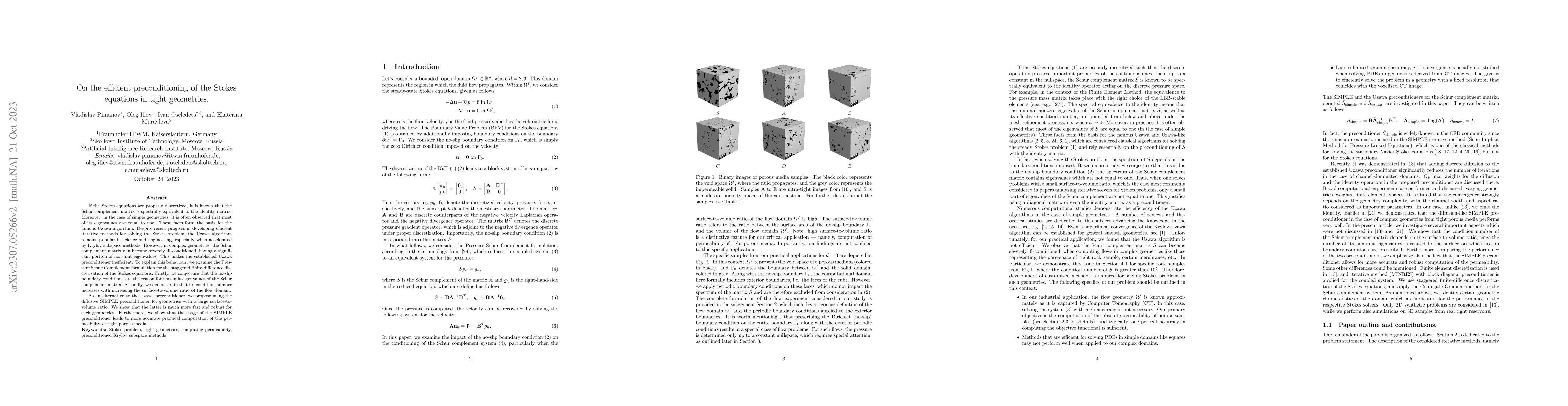 Thumbnail for On the efficient preconditioning of the Stokes equations in tight
  geometries