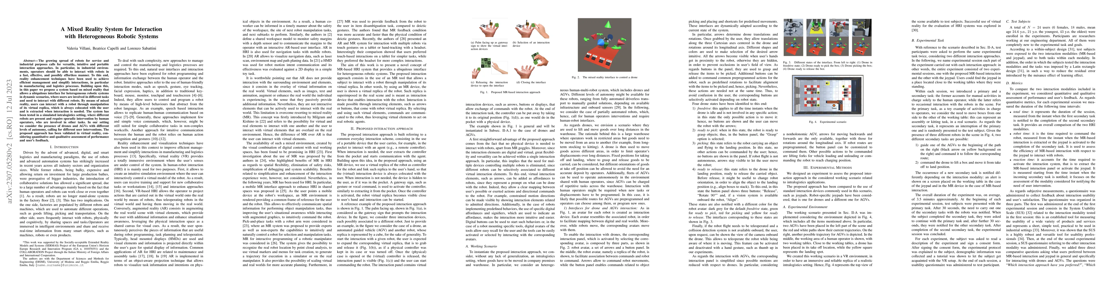 Thumbnail for A Mixed Reality System for Interaction with Heterogeneous Robotic
  Systems