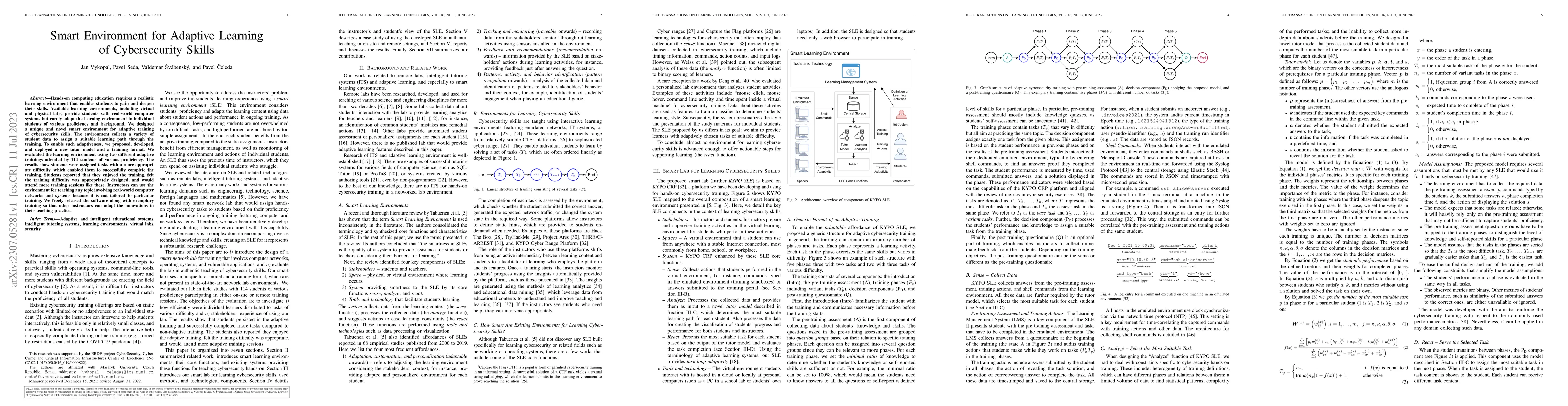 Thumbnail for Smart Environment for Adaptive Learning of Cybersecurity Skills