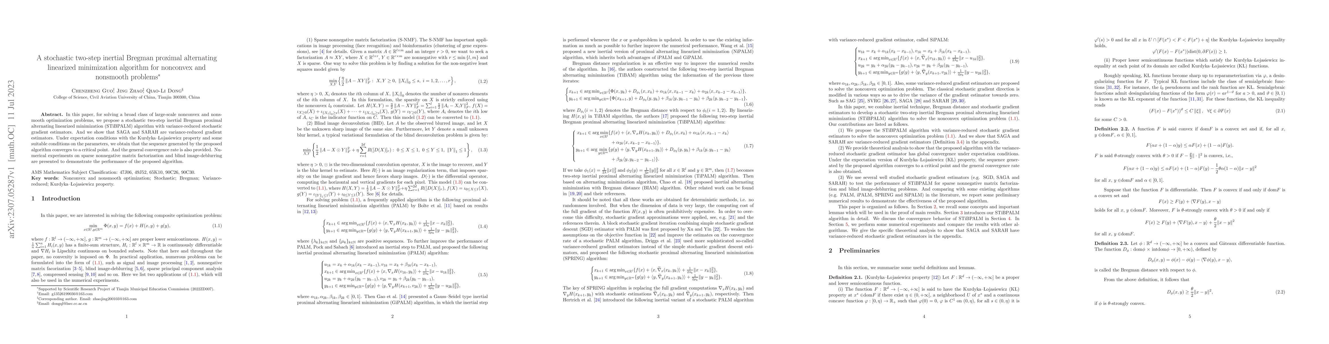 Thumbnail for A stochastic two-step inertial Bregman proximal alternating linearized
  minimization algorithm for nonconvex and nonsmooth problems