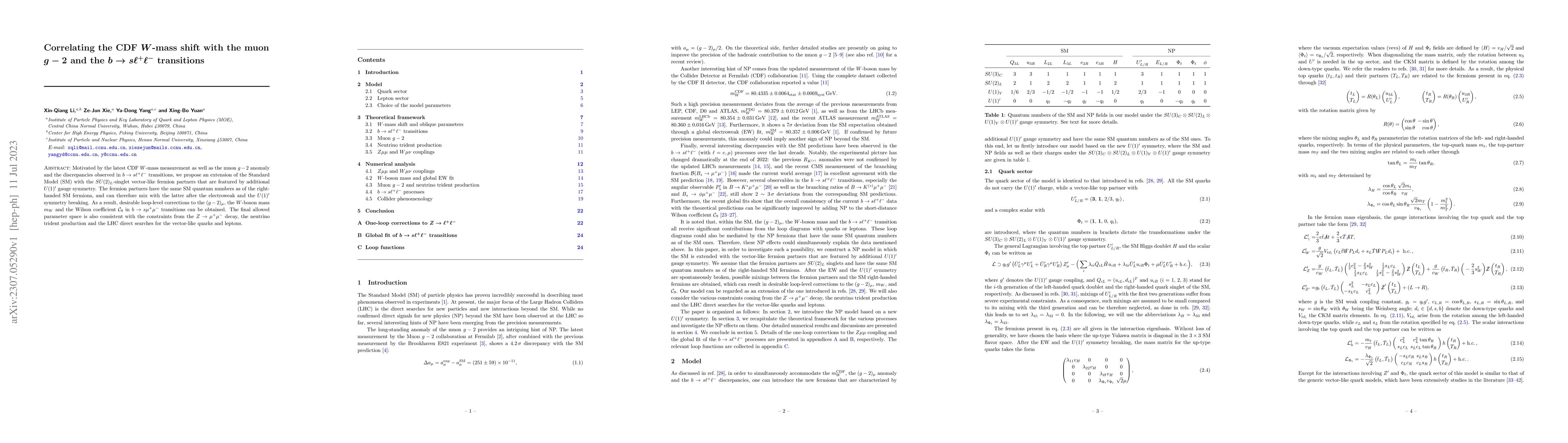 Thumbnail for Correlating the CDF $W$-mass shift with the muon $g-2$ and the $b \to s
  \ell^+ \ell^-$ transitions