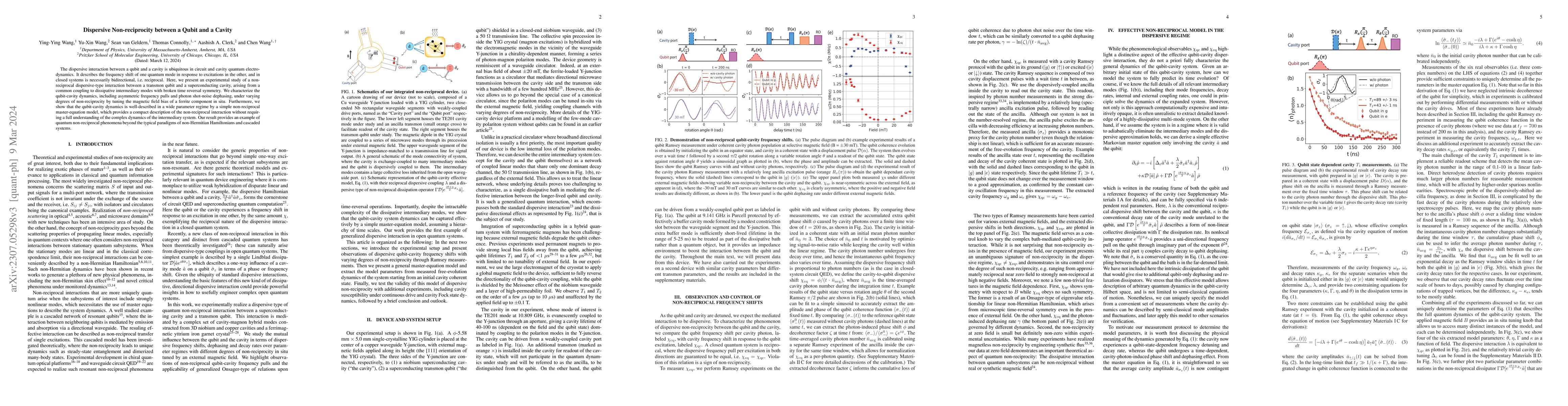 Thumbnail for Dispersive Non-reciprocity between a Qubit and a Cavity