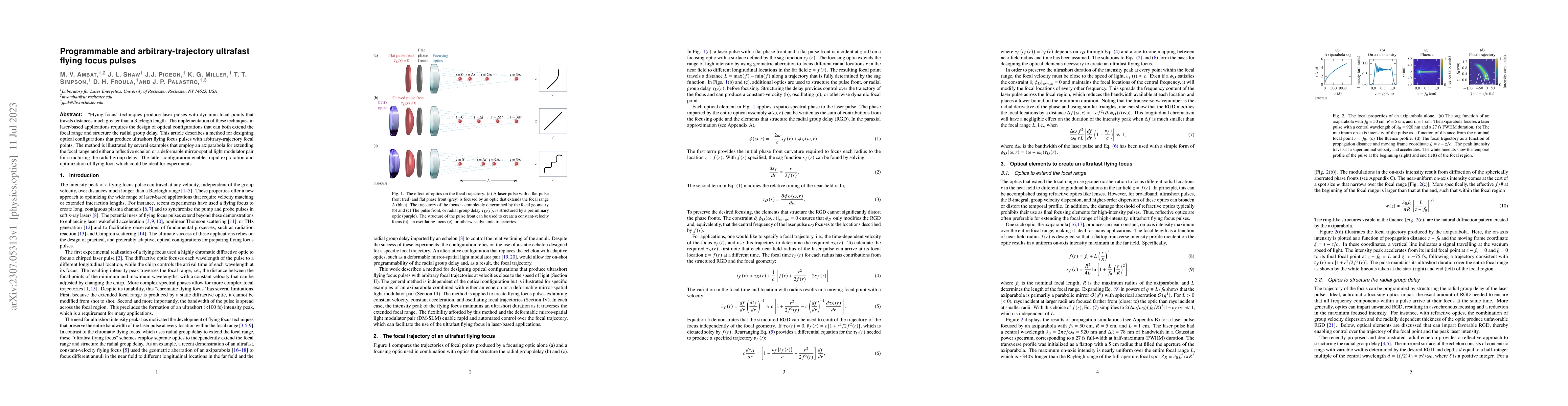 Thumbnail for Programmable and arbitrary-trajectory ultrafast flying focus pulses