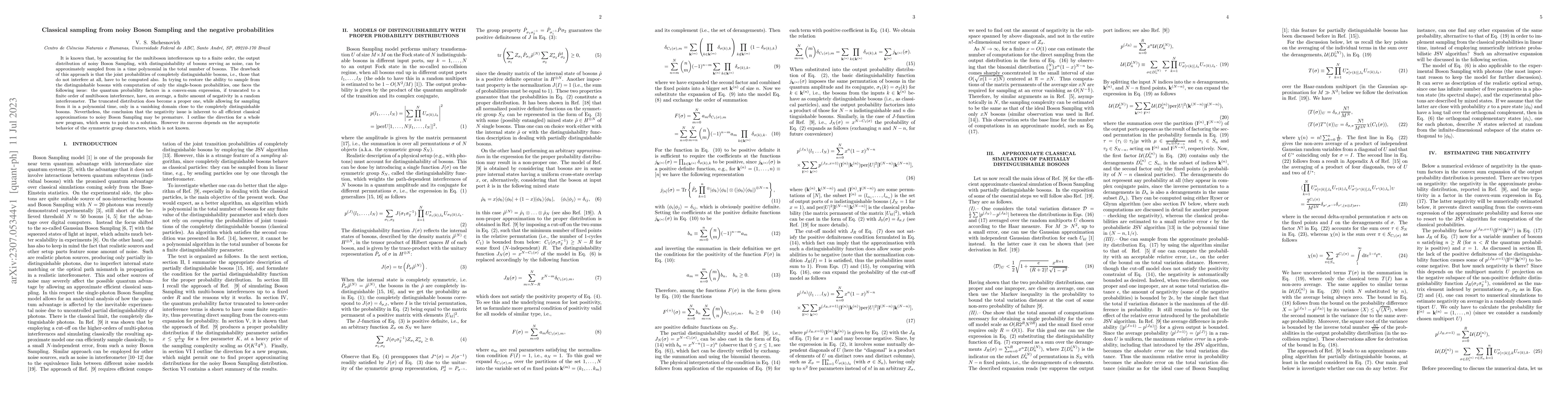 Thumbnail for Classical sampling from noisy Boson Sampling and the negative
  probabilities