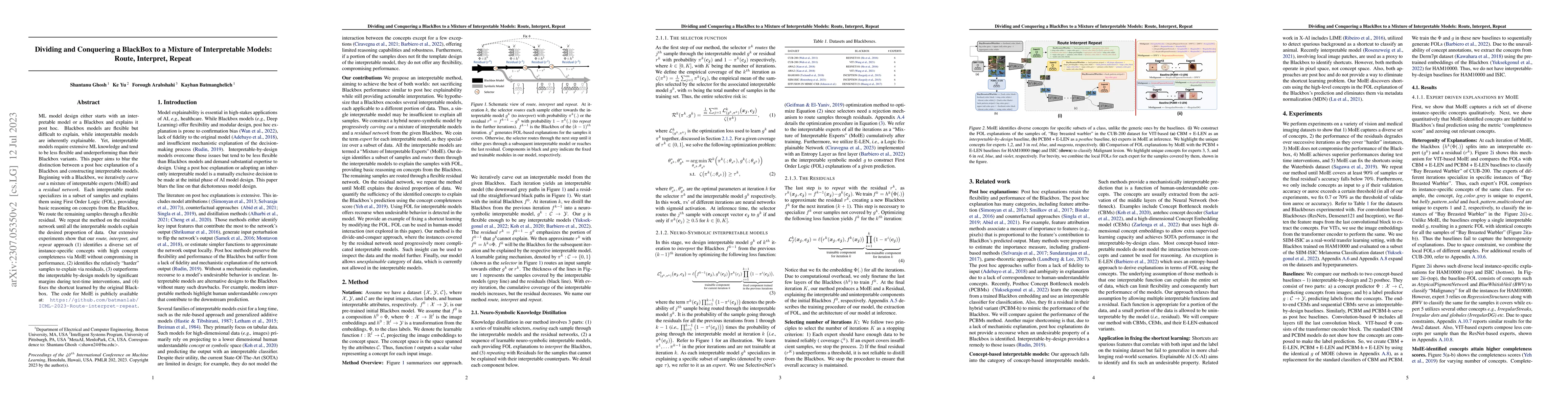 Thumbnail for Dividing and Conquering a BlackBox to a Mixture of Interpretable Models:
  Route, Interpret, Repeat