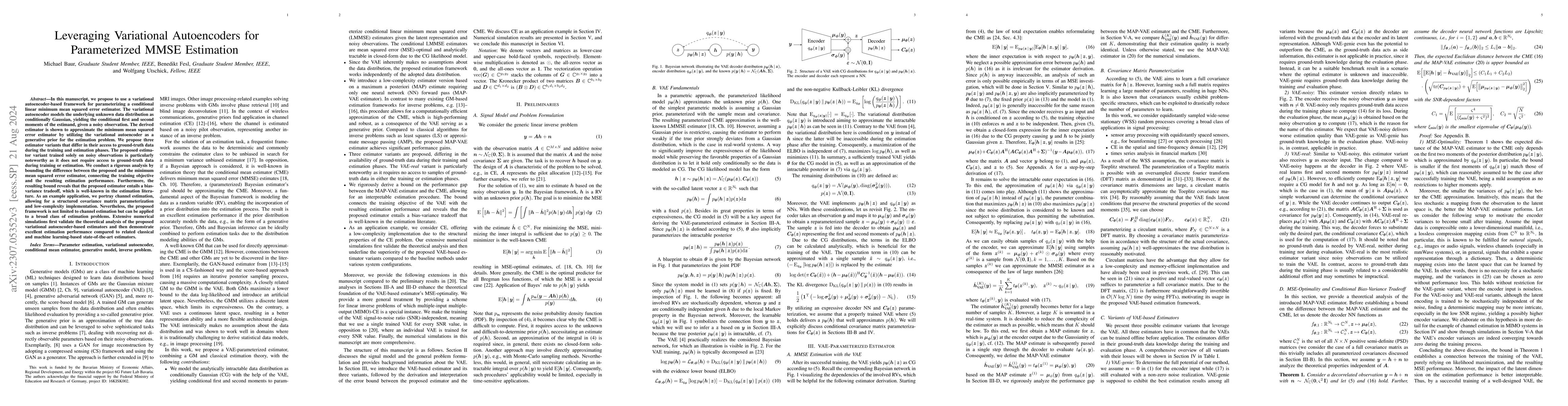 Thumbnail for Leveraging Variational Autoencoders for Parameterized MMSE Estimation