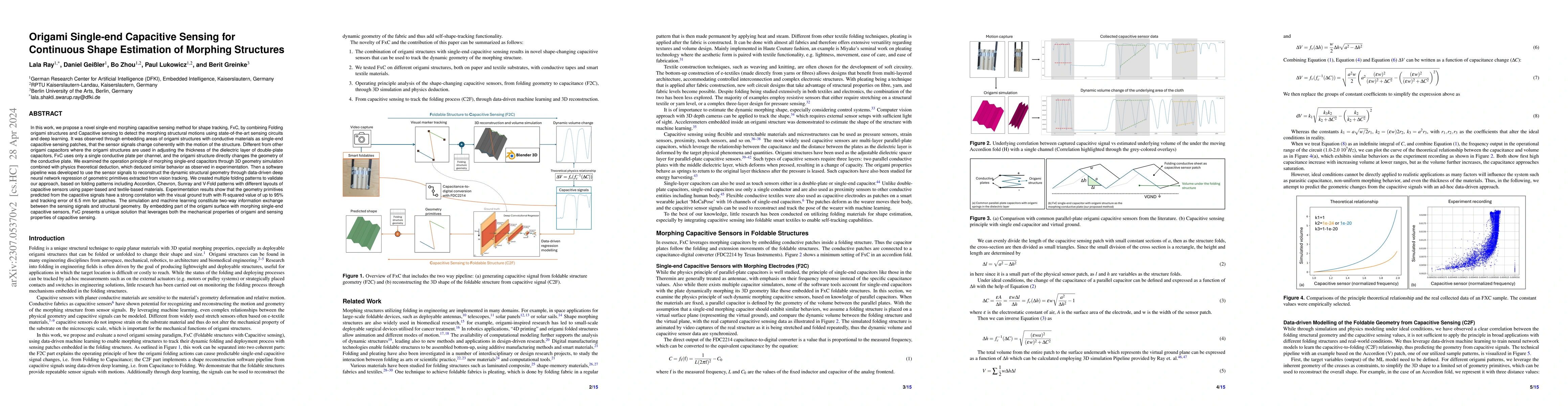 Thumbnail for Origami Single-end Capacitive Sensing for Continuous Shape Estimation of
  Morphing Structures