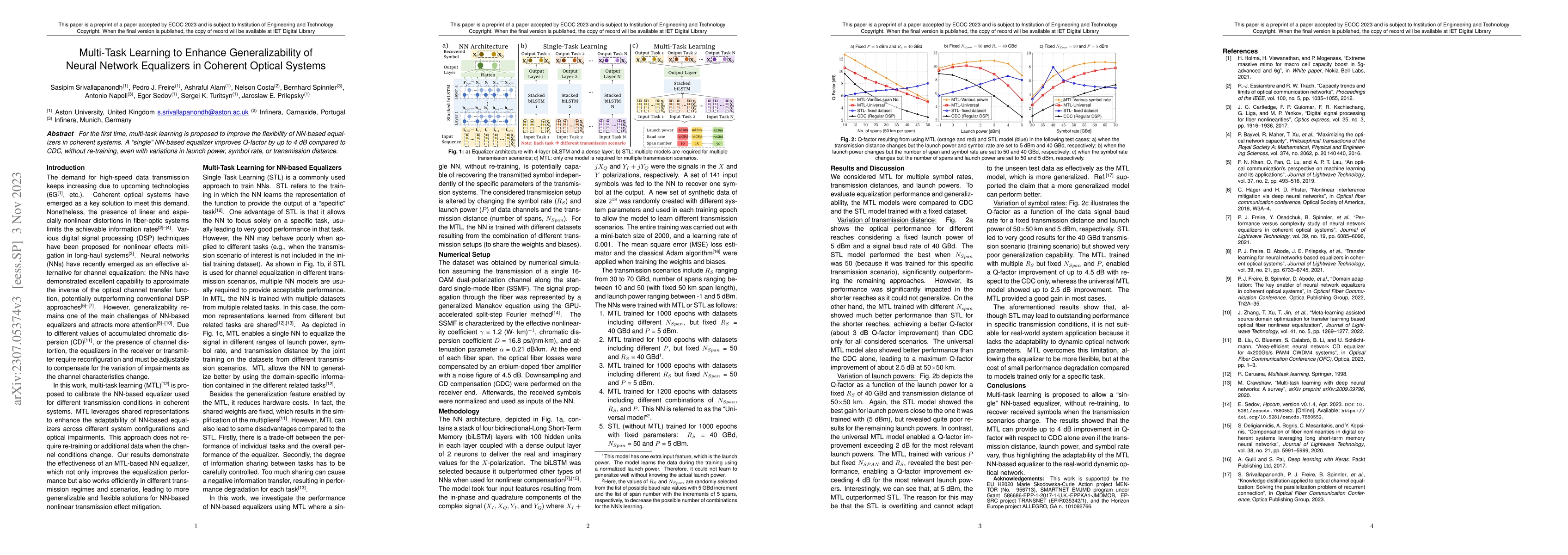 Thumbnail for Multi-Task Learning to Enhance Generalizability of Neural Network
  Equalizers in Coherent Optical Systems