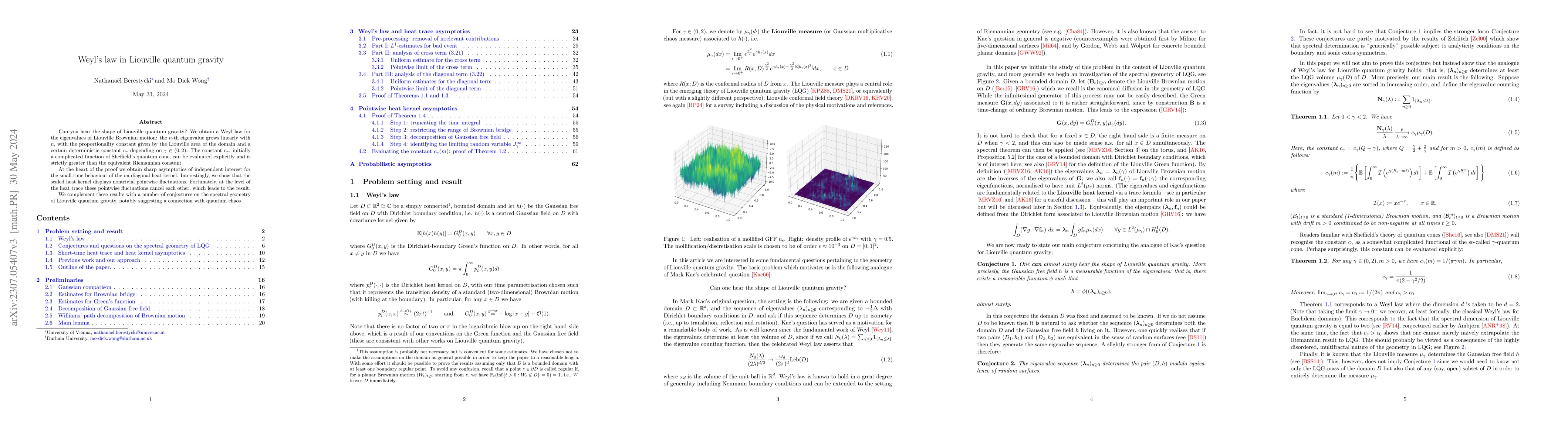Thumbnail for Weyl's law in Liouville quantum gravity