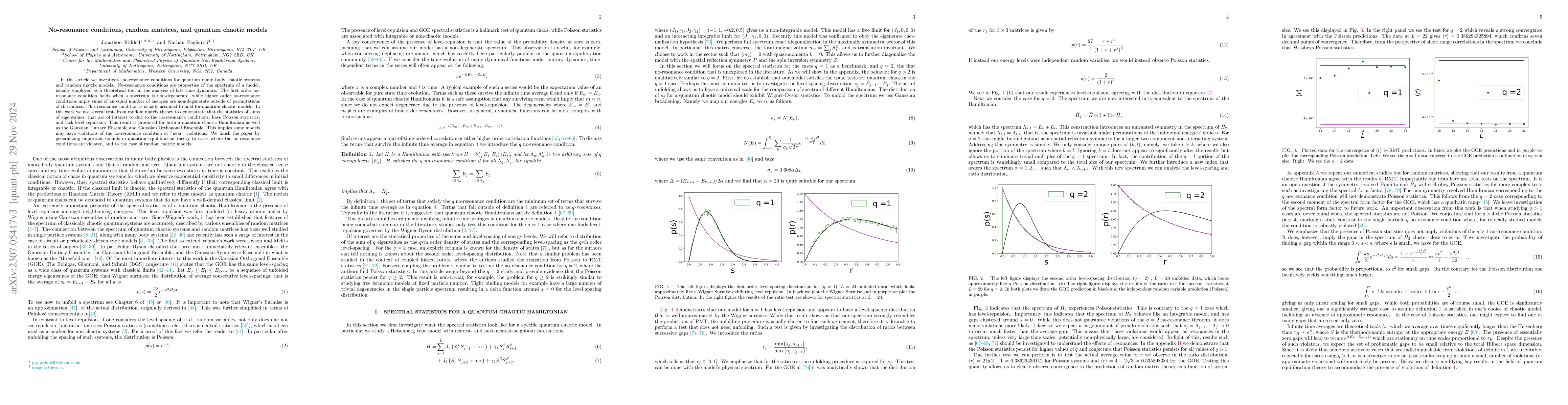 Thumbnail for No-resonance conditions, random matrices, and quantum chaotic models