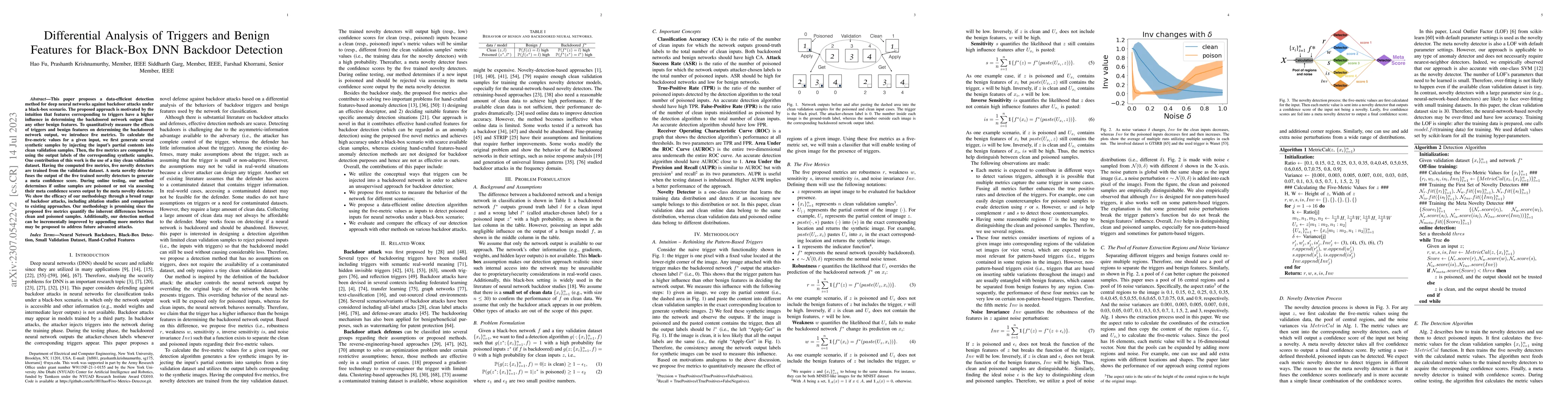 Thumbnail for Differential Analysis of Triggers and Benign Features for Black-Box DNN
  Backdoor Detection