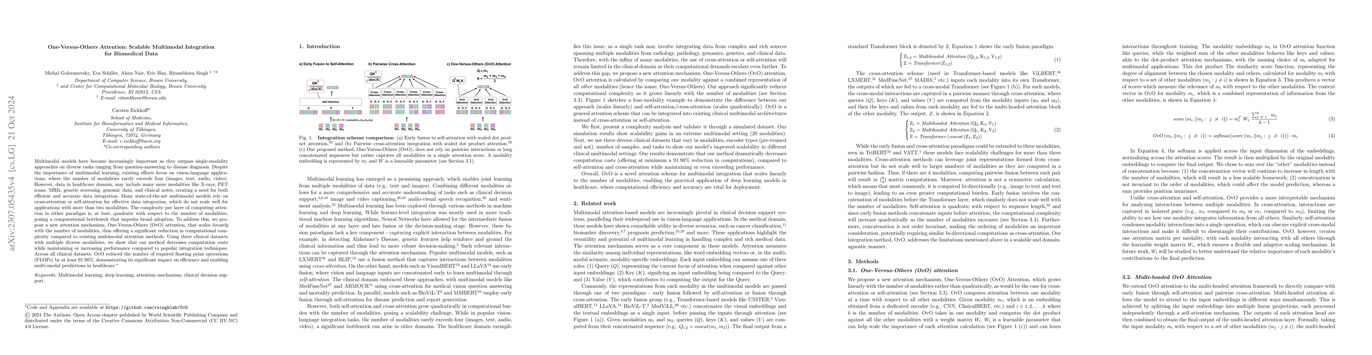 Thumbnail for One-Versus-Others Attention: Scalable Multimodal Integration for
  Clinical Data