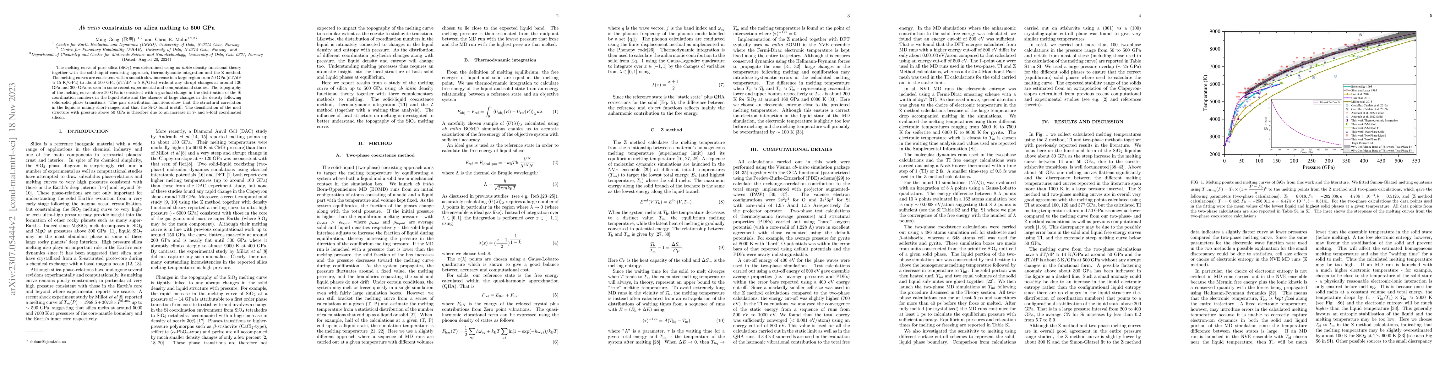 Thumbnail for Ab initio constraints on silica melting to 500 GPa