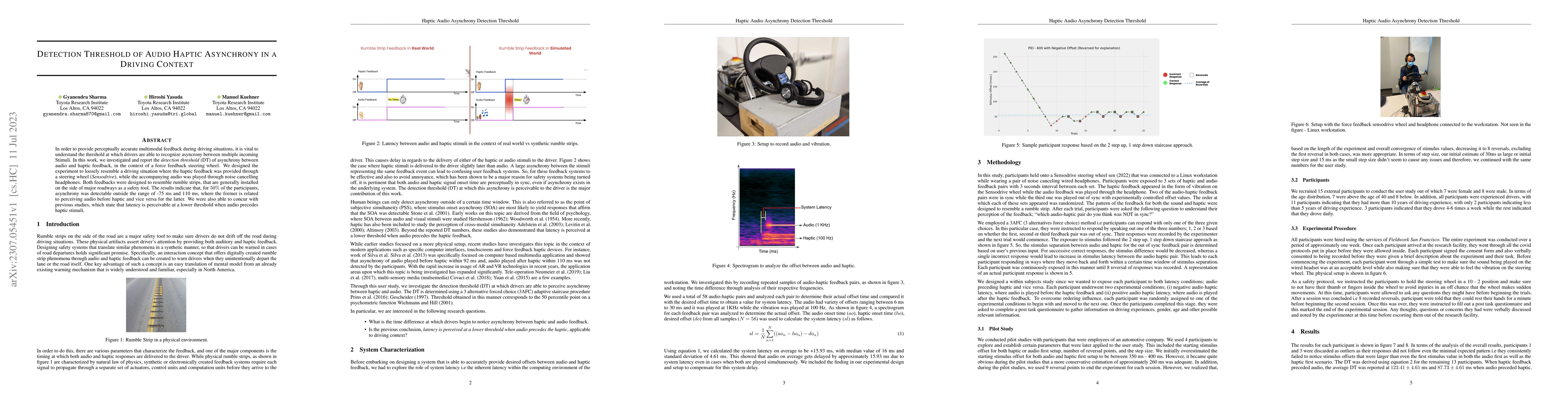 Thumbnail for Detection Threshold of Audio Haptic Asynchrony in a Driving Context
