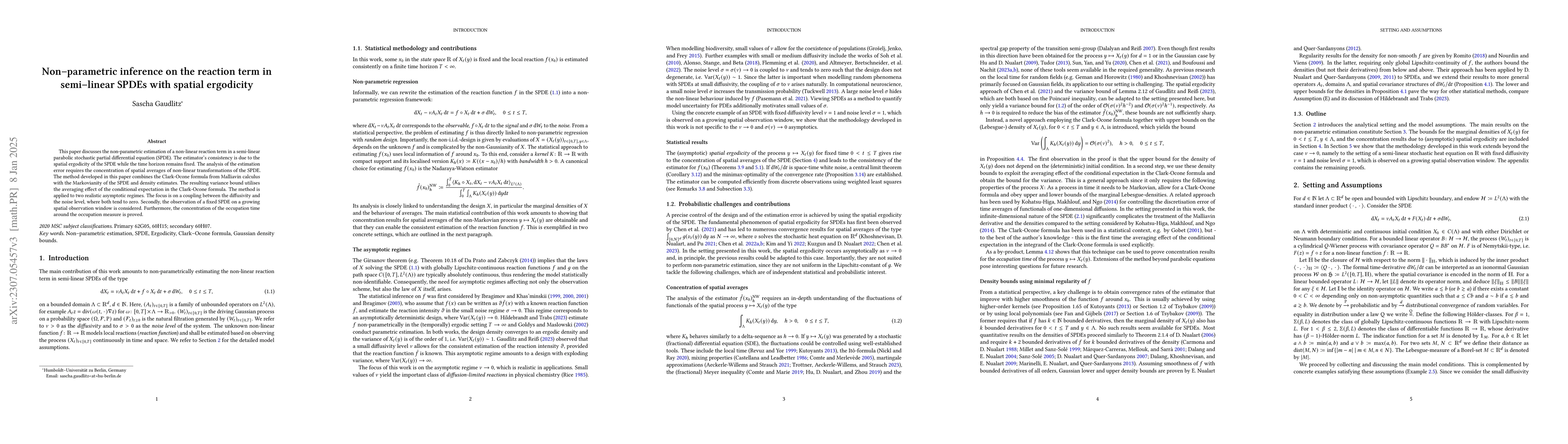 Thumbnail for Non-parametric estimation of the reaction term in semi-linear SPDEs with
  spatial ergodicity
